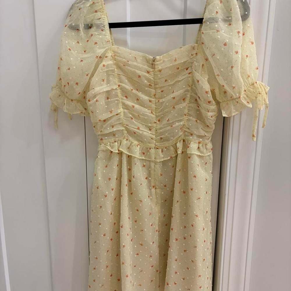 Storia Cream Mini Dress with Petite Red Floral Print - Perfect Condition